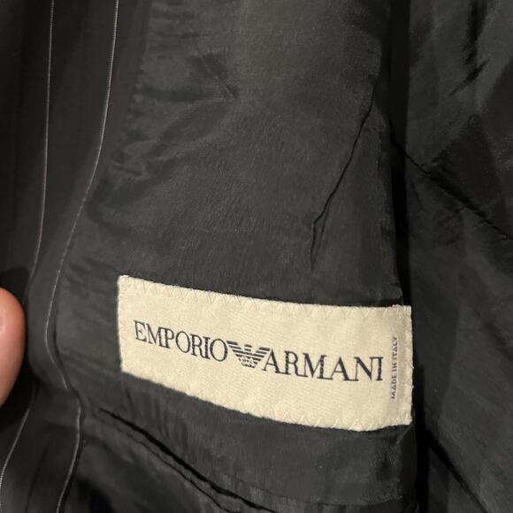 EMPORIO ARMANI MENS BLAZER IT48/US38 MADE IN ITALY BLACK W PINSTRIPES VGC! - Picture 6 of 14